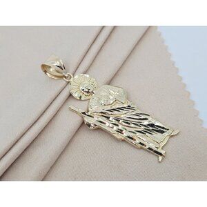 Unique 14K Karat Solid Yellow Gold Catholic Religious Saint Jude Charm Pendant